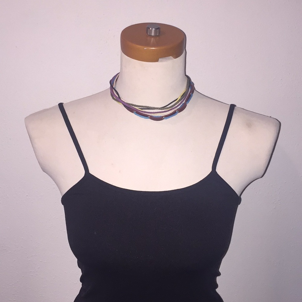 Multi color leather string necklace or bracelet